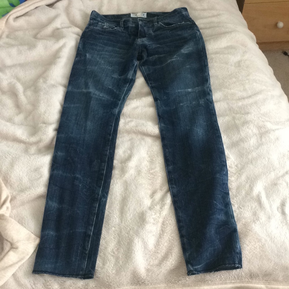 Current Elliott the rolled skinny write on jeans